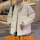 LEEREDPOI羽絨服男立領(lǐng)寬松休閑潮流百搭短款冬季保暖鴨絨冬天青年外套 白色 XL 約145-170斤可穿