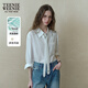 Teenie Weenie小熊女裝天絲棉襯衫秋季領(lǐng)帶氣質(zhì)通勤襯衣 白色 S