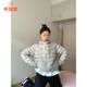 乖甜星美式復古輕薄連帽小棉襖外套女冬季加厚保暖國潮牌棉服棉衣潮服女 淺灰色 L 100-120斤