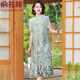 俞兆林媽媽夏裝國風(fēng)雪紡連衣裙中老年女裝闊太太夏季新中式氣質(zhì)短袖裙子 綠色 2XL (建議105-120斤左右)