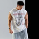 MUSCLEDOG肌肉狗 骷髏印花 街頭美式運動(dòng)背心男夏季寬松坎肩休閑訓練健身服白色XL