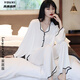 幽悉（YOUXI）真絲睡衣套裝女2025春夏新款100%桑蠶絲薄款長褲家居服兩件套 羽毛白 L (建議110-125斤)