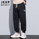 JEEP SPIRIT吉普工裝褲男春夏季潮流休閑褲子男士束腳哈倫男褲 黑色 XL 