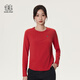 KOLON SPORT【25蛇年限定】可隆女士圓領(lǐng)長(cháng)袖T恤吸濕速干內搭上衣 LKRT5SN126-RD 紅色 M 165/88A
