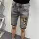 琦喬澤夏季薄款輕奢刺繡牛仔短褲男士休閑百搭舒適潮流時尚帥氣五分中褲 黑灰色 28 尺碼看詳情頁參數(shù)表