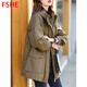 FSHE外套女春秋季2025年新款加絨加厚派克服寬松胖棉服棉衣工裝外套女 [3256#]咖啡色 款 加絨 3XL 建議135-150斤