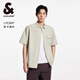 杰克·瓊斯（JACK&JONES）男裝胸前單側(cè)貼袋潮流舒適百搭時尚簡約風短袖襯衫上衣225204010 C13羽毛灰 L
