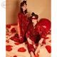果殼（Gukoo）情侶睡衣春秋新年款好運錦鯉女家居服男睡衣新婚套裝 深紅男 L