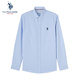U.S. POLO ASSN.襯衫男春秋長袖白色休閑工裝外套高端免燙抗皺寬松藍(lán)色男士襯衣