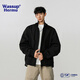 WASSUP HERMU官方外套男春秋季cleanfit松弛感美式飛行夾克學(xué)生立領(lǐng)螺紋棒球服 黑色 L （推薦120-135斤）