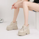 凡疆12cm內增高小個(gè)子休閑單鞋女夏季鏤空厚底松糕老爹鞋小白鞋高跟鞋 米白色--鏤空款 38