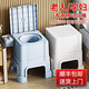 戀戀吾居可移動(dòng)坐便器移動(dòng)馬桶老人坐便椅便攜式成人孕婦床邊臥室坐便凳 馬桶凳（1個(gè)痰盂內桶）藍色