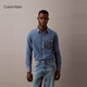 Calvin KleinJeans25春夏男士經(jīng)典美式復古ck貼袋翻領(lǐng)純棉牛仔襯衫40EM774 WHZ-牛仔藍 L