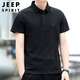 JEEP SPIRIT吉普短袖t恤男士春夏季寬松體恤翻領(lǐng)透氣休閑polo衫男 黑色 L