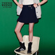 Teenie Weenie小熊秋季格紋百褶短裙學(xué)院風(fēng)休閑半身裙灰色半裙女裝 藏青色 M (165)