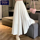 矜持范白色裙褲女夏季薄款韓版冰絲闊腿褲百褶A字半身裙高腰垂感仙女裙 白普通裙褲 薄款 M 身高155163cm