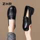 ZHR單鞋女春秋經(jīng)典粗跟樂(lè )福鞋女學(xué)院風(fēng)百搭鞋子女黑色皮鞋KM25黑色37