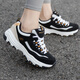 斯凱奇（Skechers）女鞋夏季新款黑金熊貓鞋休閑網(wǎng)面透氣運動(dòng)鞋厚底增高老爹鞋 BKGD 36
