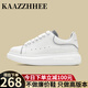 咖織（Kaazzhhee）小白鞋輕奢2024春季新款松糕厚底內增高男女鞋情侶運動(dòng)休閑板鞋 反光白【千元級品質(zhì)】禮盒包裝 40 【男碼】