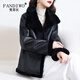 梵蒂沃（FANDIWO）品牌羊皮毛一體外套女2025冬新加厚保暖羔羊毛羊剪絨真皮草大衣 黑色 S