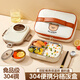 沃德百惠（WORTHBUY）保溫飯盒304不銹鋼小學(xué)生食堂打飯餐盒便當盒湯碗餐具套裝 米+袋