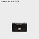 CHARLES&KEITH金屬扣鏈條斜挎單肩國王包小方包包女包生日七夕禮物CK2-20840579 Black黑色 中包