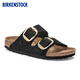 BIRKENSTOCK勃肯德國(guó)進(jìn)口大扣女款牛皮絨面革時(shí)尚Arizona雙扣拖鞋 黑色窄版1023290 36