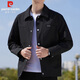 皮爾卡丹（pierre cardin）夾克男春秋季潮流寬松工裝外套男士翻領(lǐng)休閑上衣男裝 黑色 XL