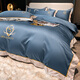 富安白娜高檔200支長(cháng)絨棉四件套100全棉純棉被套床單笠輕奢高級感床上用品 布拉格--賓利藍 1.8m床單款四件套 被套200x230cm