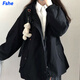 FSHE連帽長袖工裝外套女2025年春秋新款韓版學院風寬松百搭學生上衣潮 黑色 常規(guī) XL