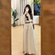 妃莉杋（FeiLiFan）法式v領(lǐng)掛脖無(wú)袖背心連衣裙夏季女裝2025新款感海邊度假長(zhǎng)裙子女 杏色 M 45/55kg