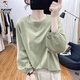 啄木鳥(niǎo)棉燈籠袖長(cháng)袖T恤女2025春秋季新款復古百搭韓系寬松減齡上衣 豆綠色 XL (建議115-130斤)