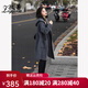 孜茜中長款連帽羊毛衫開衫女100%純羊毛加厚元寶針毛衣外套針織衫女裝 灰色 均碼