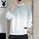 花花公子（PLAYBOY）衛衣男春秋季長(cháng)袖T恤男士休閑寬松潮流外套男裝上衣服 白灰 XL