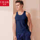 仕樂(lè )男士背心夏季萊卡棉圓領(lǐng)無(wú)袖修身彈力簡(jiǎn)約運動(dòng)中老年寬肩打底背心 寶藍 窄肩 2XL