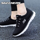斯凱奇（Skechers）女鞋夏季2025新款休閑網(wǎng)面一腳蹬穿脫運動鞋軟底媽媽鞋中年老人鞋 黑色/白色-BKW 37