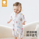 貝肽斯嬰兒衣服夏季連體衣短袖竹棉紗布新生幼兒寶寶哈衣爬服睡衣