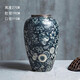 景德鎮花瓶陶瓷擺件客廳插花新中式輕奢裝飾品花器復古手工大花盆 淺藍色 青花01【中】