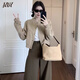 JZDZ休閑灰色夾克棒球服外套女感寬松顯瘦氣質(zhì)毛呢短款開衫春秋季新款 杏色外套 M 建議95-110斤