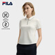FILA 斐樂官方女子針織短袖領航POLO衫2025夏季新款時尚休閑涼感上衣 云白-WT XL 175/92A/XL