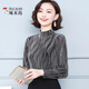 啄木鳥(niǎo)半高領(lǐng)打底衫女秋冬2025新款加絨加厚寬松中年女裝網(wǎng)紗遮肚子小衫 銀色[款] 常規 XL [110-120斤]