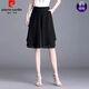 皮爾卡丹（pierre cardin）五分短褲女春夏季2025新款寬松顯瘦雪紡褲子女垂感高腰闊腿褲裙褲 黑色 L 【建議95-115斤】