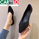 卡帝樂(lè )鱷魚(yú)（CARTELO）王妃鞋透氣單鞋女淺口飛織鞋編織鞋尖頭平底針織大碼蛋卷鞋 黑色 38