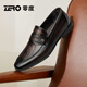 零度Zero商務(wù)男鞋2025新款真皮透氣舒適一腳蹬商務(wù)休閑皮鞋德比正裝鞋 暗棕-23 【壓花皮】 40 碼=國內運動(dòng)鞋41碼