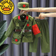 G.DUCKKIDS兒童套裝春秋八路軍小紅軍演出服男童裝軍訓服衣服夏裝衣服 綠色長(cháng)袖全套帶書(shū)包 100 cm 身高一米