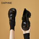DAPHNE達(dá)芙妮真皮樂福鞋2025春季新款擦色鏡面增高單鞋學(xué)院復(fù)古英倫風(fēng)小皮鞋 黑色 36