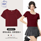 JEANSWEST CLUB真維斯方領(lǐng)短袖T恤女短款ins緊身夏季2025新款露臍顯瘦辣妹上衣