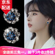 伊黛兒時尚小巧水鉆耳環(huán)復古立體仿水晶氣質時尚新款耳釘耳飾女生日禮物 小巧合成水晶耳釘藍色E0067藍