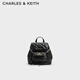 CHARLES&KEITH菱格大容量柔軟多用背包書包雙肩包包女包七夕禮物CK2-60151400 Black黑色 S