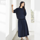 對白氣質(zhì)純棉襯衫套裝裙女2026夏新款泡泡袖襯衣A字裙優(yōu)雅兩件套 深藏青 S